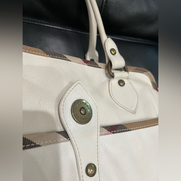 BURBERRY 💐 Roomy Leather Shoulder Hand bag Nova check trim - Picture 2 of 12